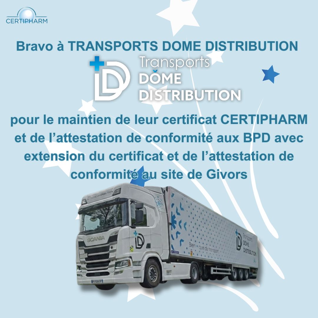 transport dome distribution certification certipharm